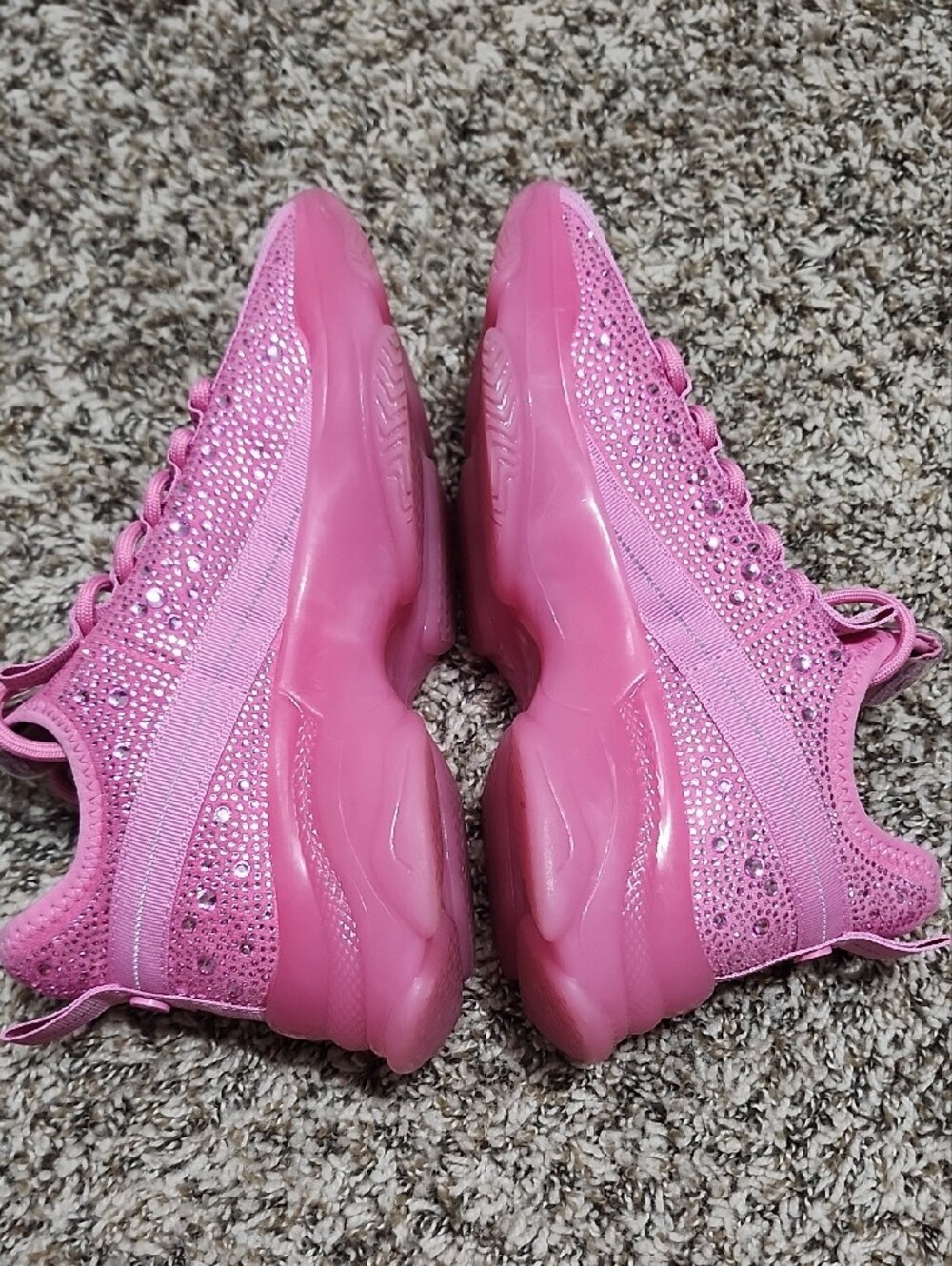 Steve Madden Maxima Hot Barbie Pink Rhinestone Fashion Sneakers Sparkle Athletic - Picture 7 of 12
